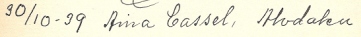 Aina Cassel signed Inga's red guestbook 1939.